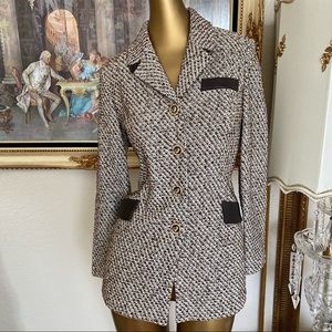 St John Collection Jacket with Leather Accents